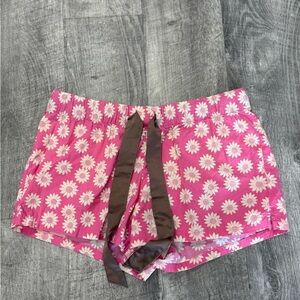 Xhilaraion Pink Floral Shorts with Brown Tie Size S